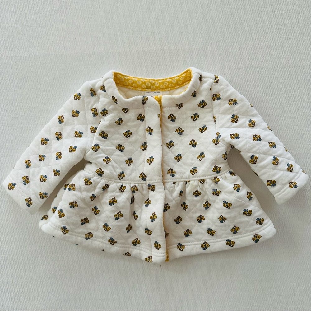 Carterโs Newborn Baby Girl Quilted Floral Jacket Cardigan